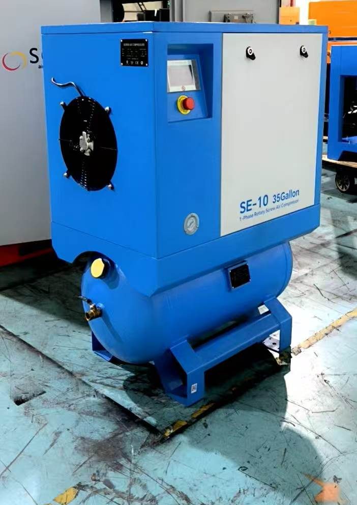 SE-10T single-phase tank-mounted rotary screw air compressor